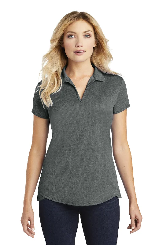 Women’s sweater tops for cozy warmth -Port Authority Womens Trace Moisture Wicking Short Sleeve Polo Shirt - Heather Charcoal Grey