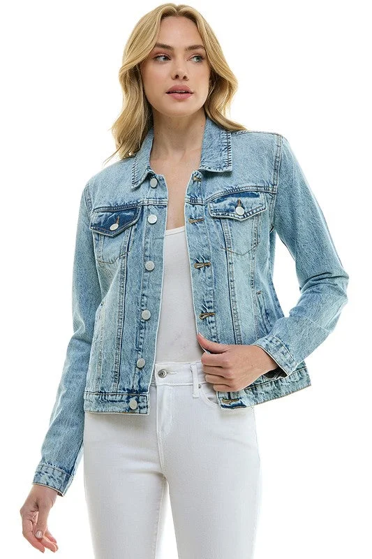 Women’s lace-up jackets for edgy details -COTTON CASUAL DENIM JACKET (OPEN PACK)