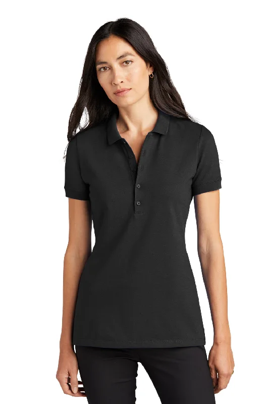 Women’s metallic tops for party outfits -Mercer+Mettle Womens Moisture Wicking Short Sleeve Polo Shirt - Deep Black