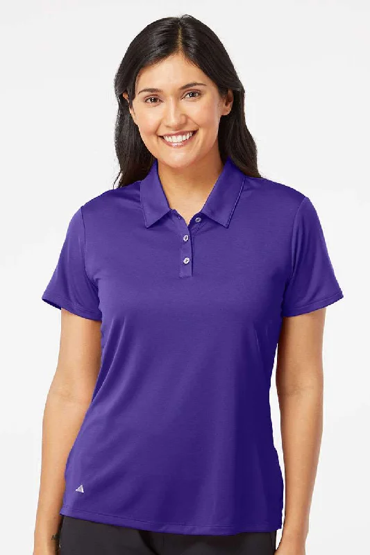 Women’s racerback tops for sporty style -Adidas Womens Performance UPF 50+ Short Sleeve Polo Shirt - Collegiate Purple