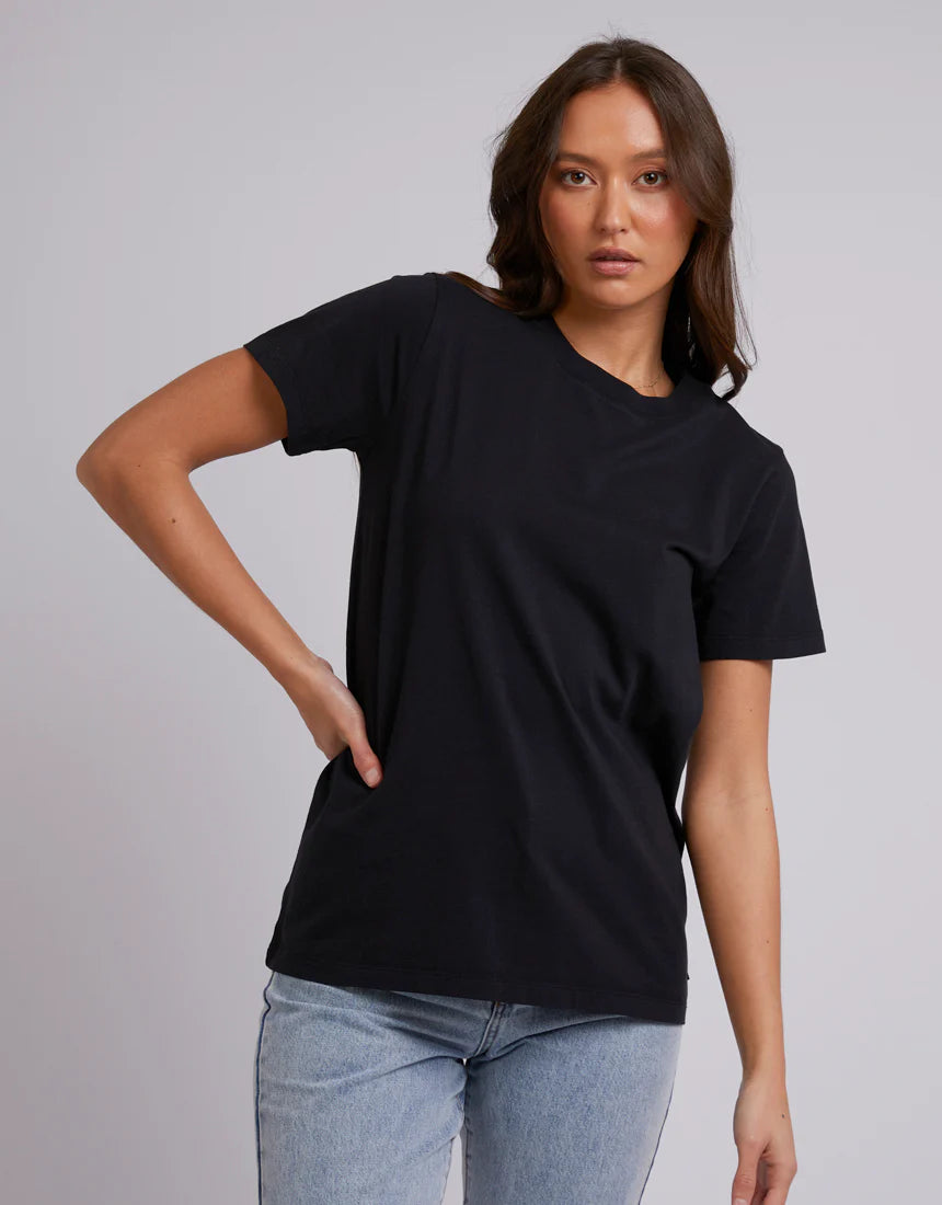 Women’s ruched tops for textured fit -SILENT THEORY CORE LAYERING TEE - BLACK