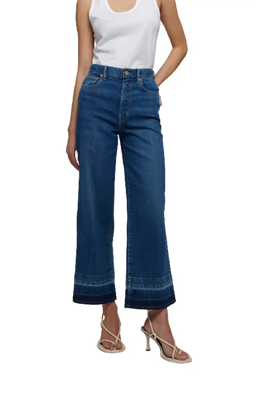 Women’s ribbed pants for textured style -Isla High Rise Wide Crop Denim In Mercer