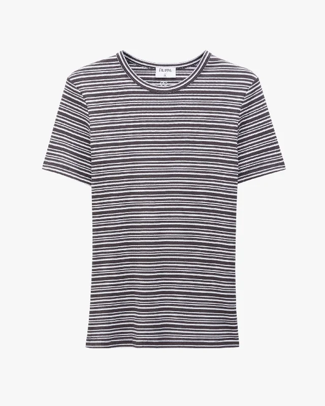 Women’s satin tops for evening wear -Striped Tee