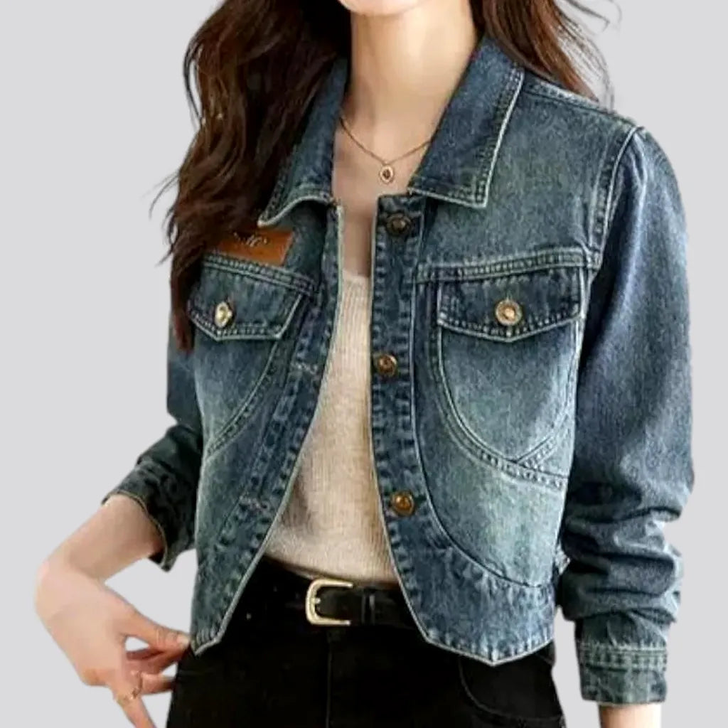 Women’s belted trench coats for chic silhouette -Asymmetric sanded jean jacket for women