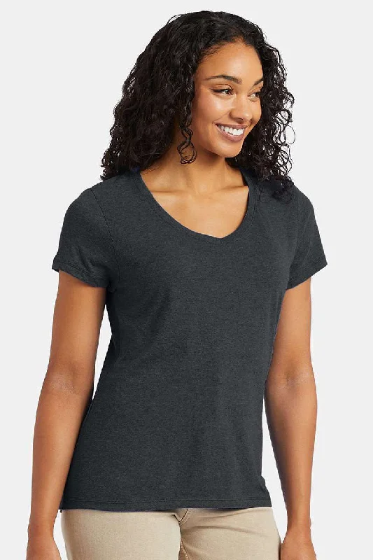 Women’s metallic tops for party outfits -Hanes Womens X-Temp FreshIQ Moisture Wicking Short Sleeve V-Neck T-Shirt - Slate Grey