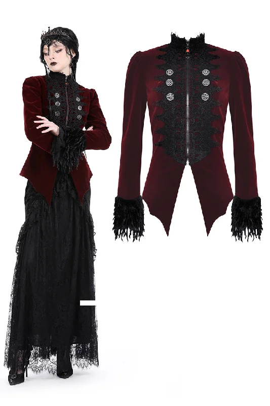 Women’s kimono jackets for flowy elegance -Gothic burgundy court zip jacket JW259