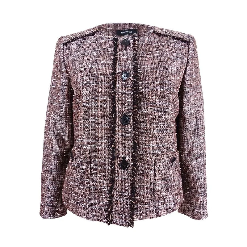 Women’s trench coats for classic fashion -Nine West Women's Tweed 3/4-Sleeve Blazer