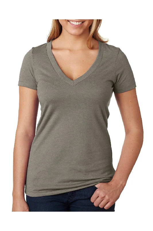 Women’s halter tops for vacation style -Next Level Womens CVC Jersey Short Sleeve V-Neck T-Shirt - Warm Grey - Closeout