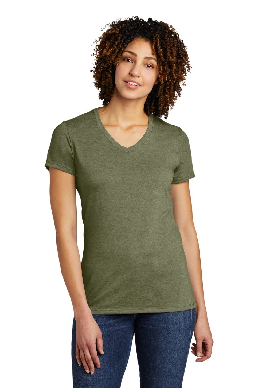 Women’s smock blouse tops for loose fit -Allmade Womens Short Sleeve V-Neck T-Shirt - Olive You Green