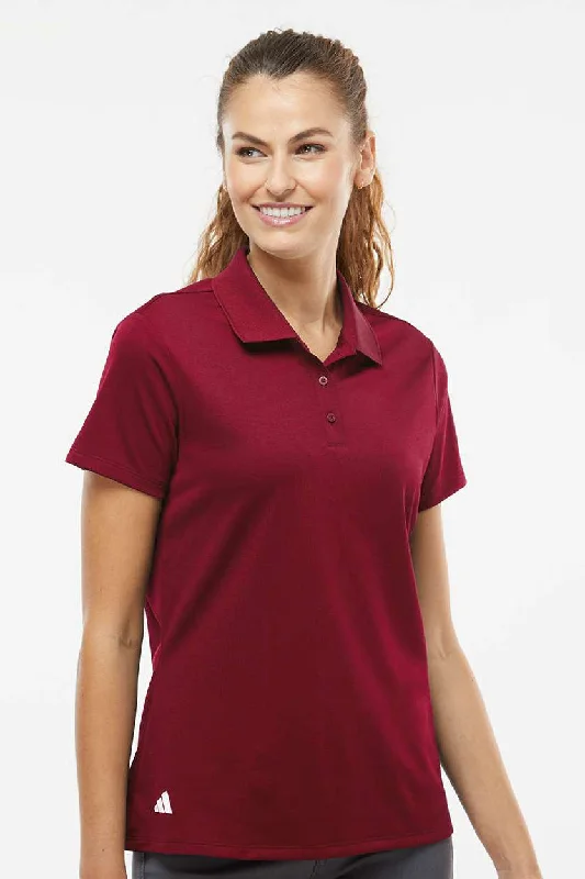 Women’s fleece tops for casual warmth -Adidas Womens UV Protection Short Sleeve Polo Shirt - Collegiate Burgundy