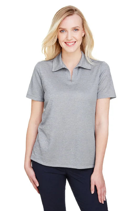 Women’s ringer t-shirts for retro style -Devon & Jones Womens CrownLux Address Melange Performance Moisture Wicking Short Sleeve Polo Shirt - Heather Grey