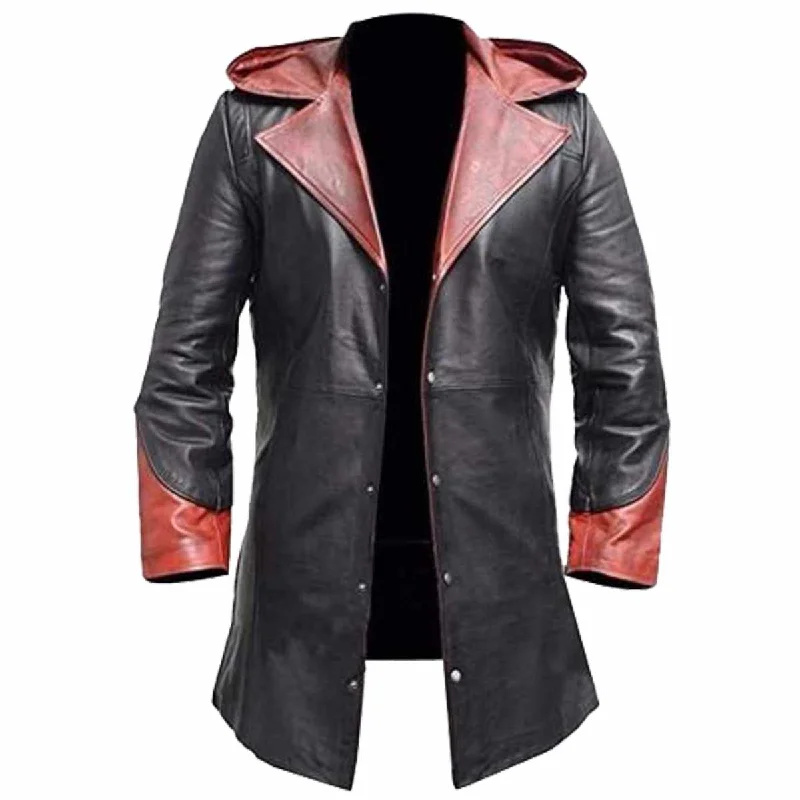 Women’s parka jackets for cold weather protection -Devil May Cry Dante Cosplay Genuine Leather Coat