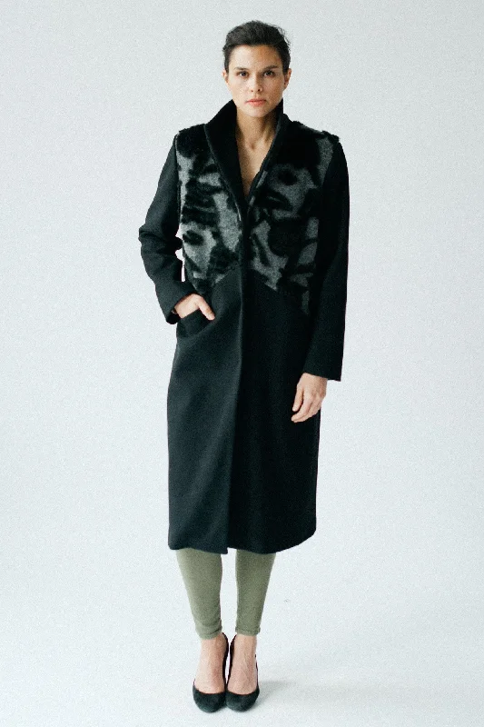 Women’s fur-lined jackets for luxurious style -Bond Street Duster Coat - Grey and Black