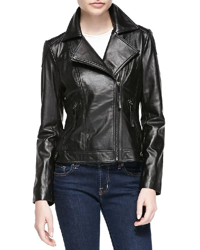 Women’s tailored coats for refined look -Super Natasha Women Biker Leather Jackets