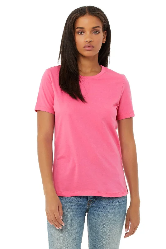 Women’s casual tops for everyday wear -Bella + Canvas Womens Relaxed Jersey Short Sleeve Crewneck T-Shirt - Charity Pink