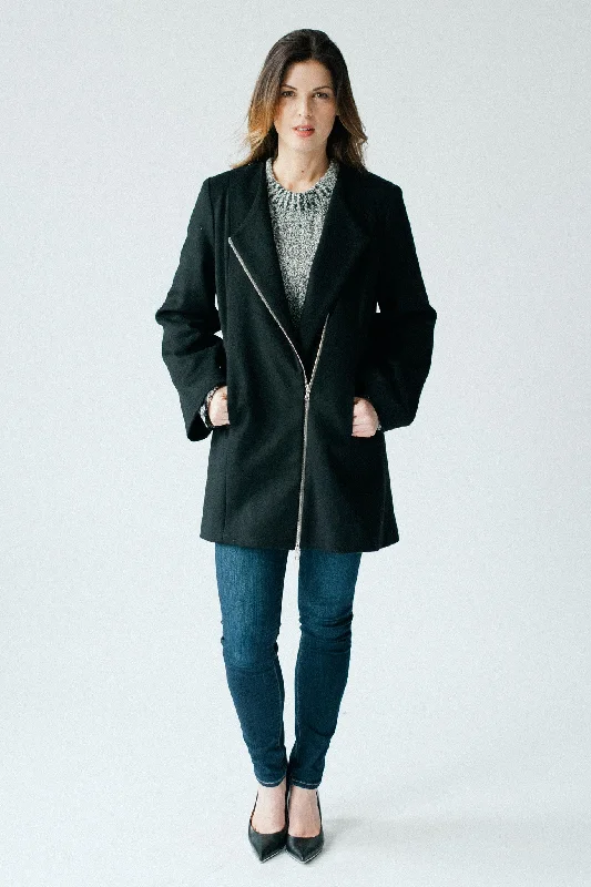 Women’s checked blazers for preppy chic -Tuileries Cape Coat - Black