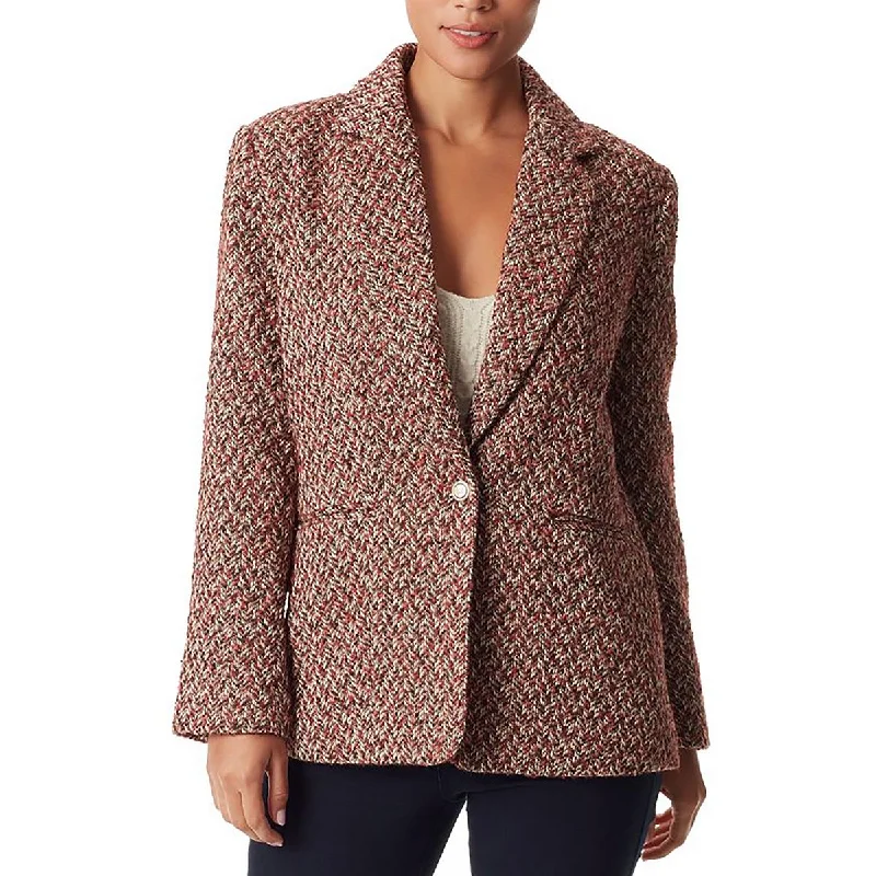 Women’s quilted jackets for practical warmth -Womens Herringbone Collared One-Button Blazer