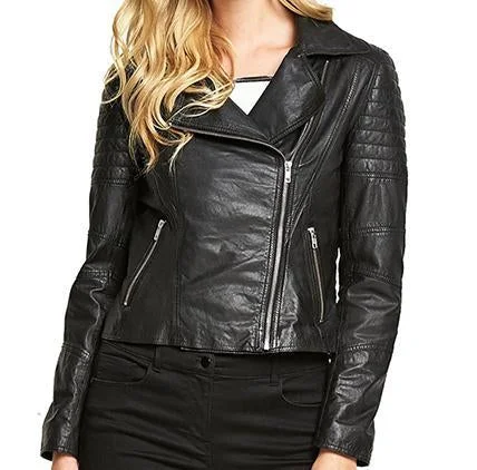 Women’s short jackets for casual chic -Super Minsy Women Biker Real Leather Jackets