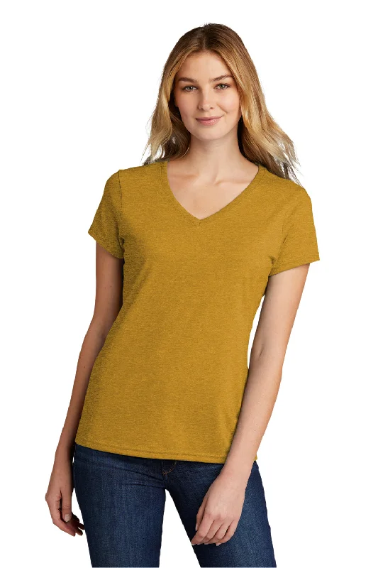 Women’s floral tops for fresh summer vibes -Port & Company Womens Short Sleeve V-Neck T-Shirt - Heather Ochre Yellow