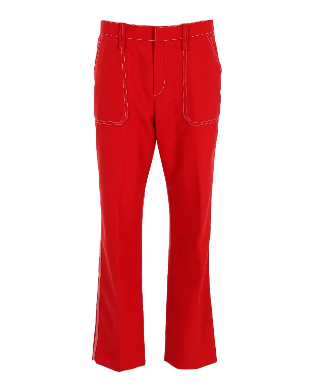 Women’s summer pants for light and airy wear -Chloe Boot Cut Trousers in Red Polyester