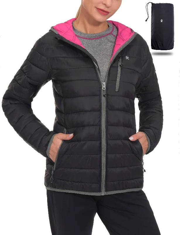 Women’s quilted coat for stylish warmth -Women's Packable Lightweight Puffer Jacket