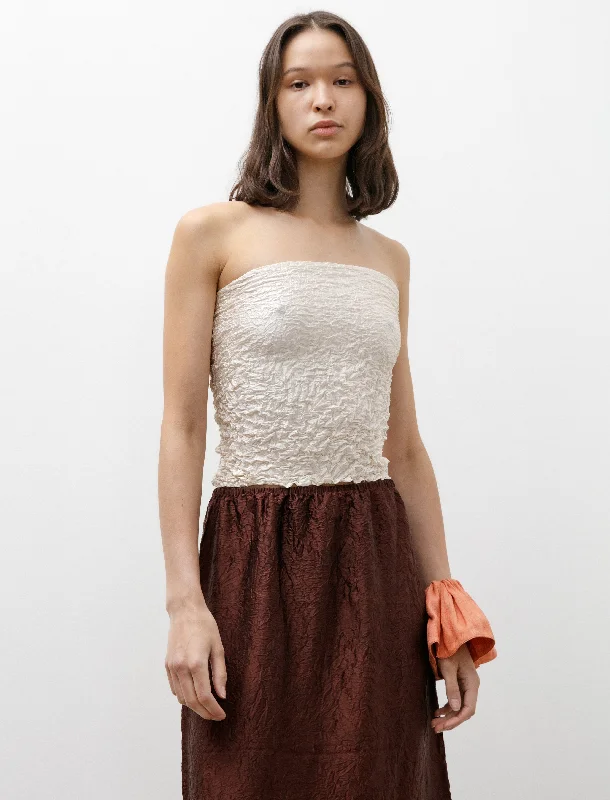 Women’s asymmetric tops for modern silhouette -Crumpled Silk Bustier Off White