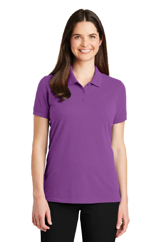 Women’s drawstring tops for adjustable comfort -Port Authority Womens Wrinkle Resistant Short Sleeve Polo Shirt - Bright Violet Purple - Closeout