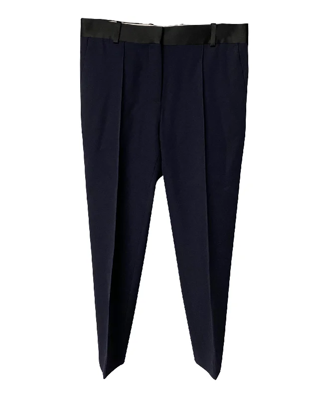 Women’s ribbed pants for textured style -Celine Straight Pants in Blue Wool