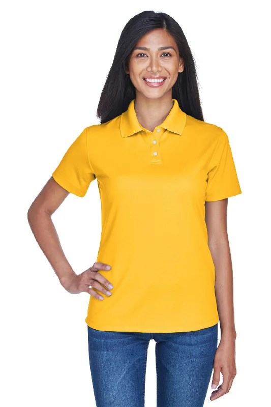 Women’s knit tops for comfortable wear -UltraClub Womens Cool & Dry Performance Moisture Wicking Short Sleeve Polo Shirt - Gold