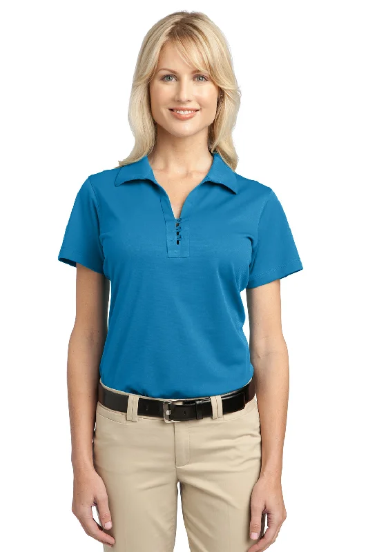 Women’s chiffon tops for lightweight wear -Port Authority Womens Tech Moisture Wicking Short Sleeve Polo Shirt - Vivid Blue - Closeout