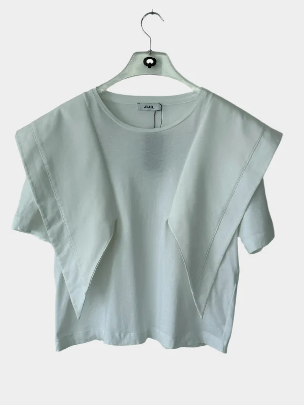 Women’s cold shoulder tops for modern look -White T-shirt