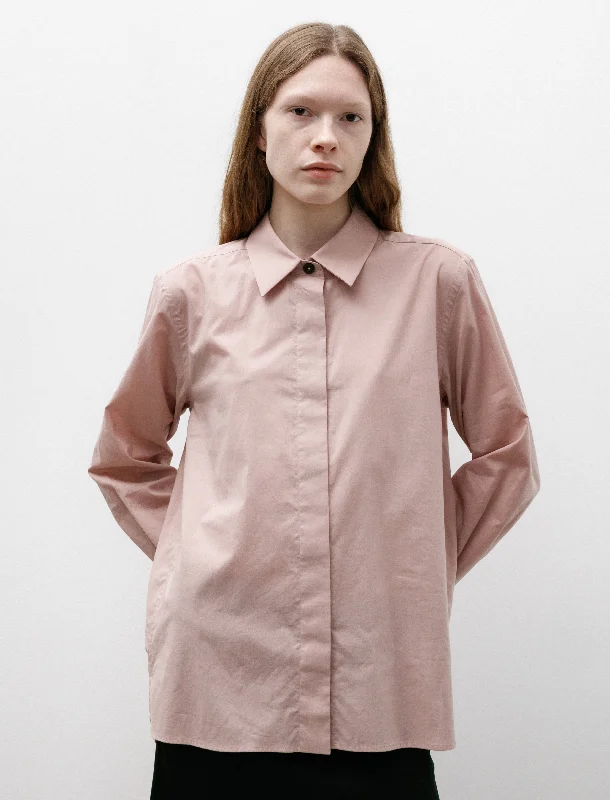 Women’s sheer tops for stylish transparency -Fly Placket Shirt Washed Cotton Pale Pink