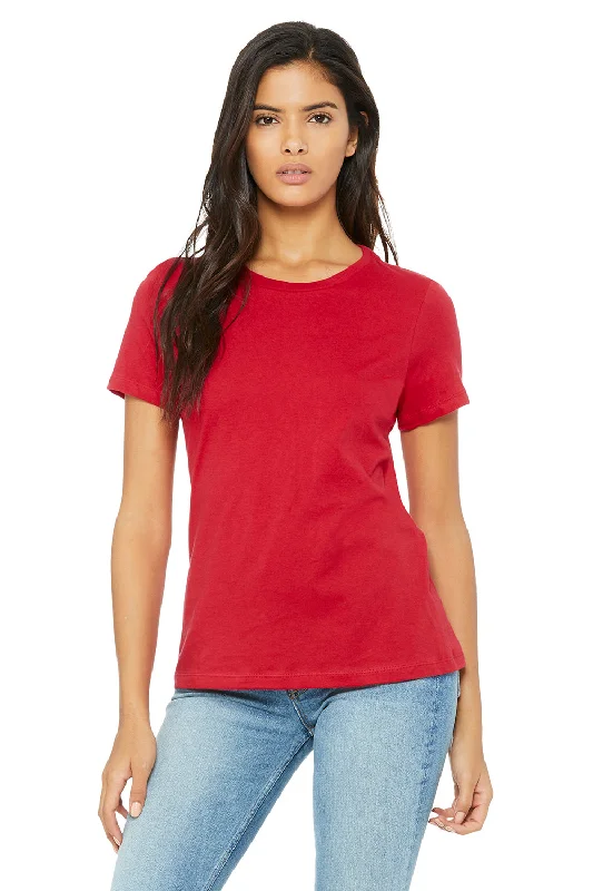 Women’s t-shirt tops for casual style -Bella + Canvas Womens Relaxed Jersey Short Sleeve Crewneck T-Shirt - Red