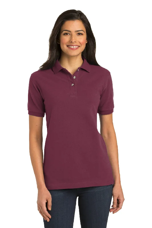 Women’s ringer t-shirts for retro style -Port Authority Womens Shrink Resistant Short Sleeve Polo Shirt - Burgundy - Closeout