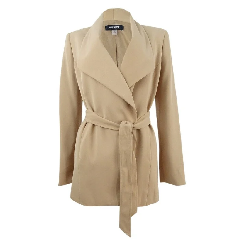 Women’s oversized trench coats for bold fashion -Nine West Women's Tie-Front Trench Blazer (2, Biscotti)