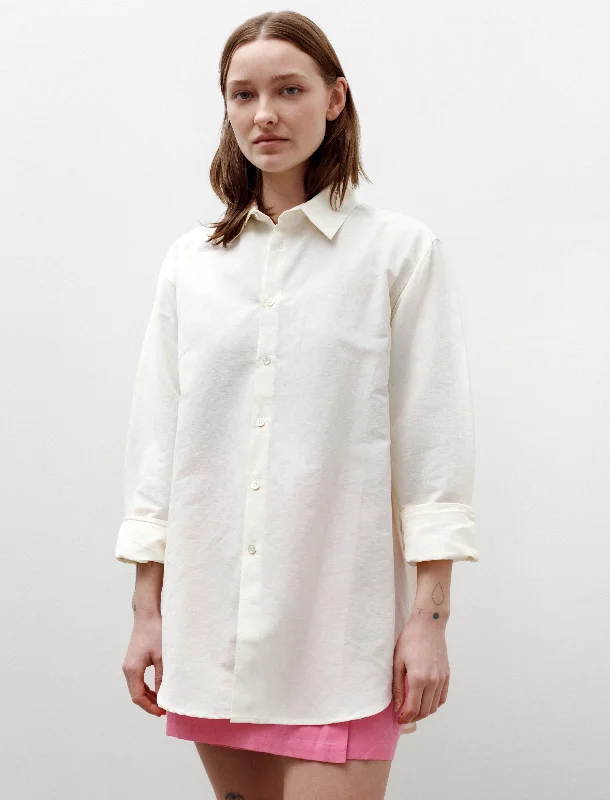 Women’s fitted blouse tops for professional outfit -Linen Shirt White