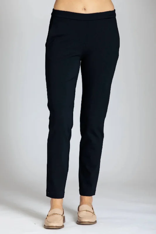 Women’s high-waisted leggings for added comfort -Pull On Ponte Trousers In Black