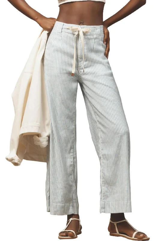 Women’s dress pants for formal occasions -Addison Drawstring Pant In Railroad Stripe