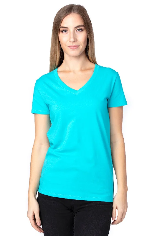 Women’s mesh tops for breathable wear -Threadfast Apparel Womens Ultimate Short Sleeve V-Neck T-Shirt - Pacific Blue