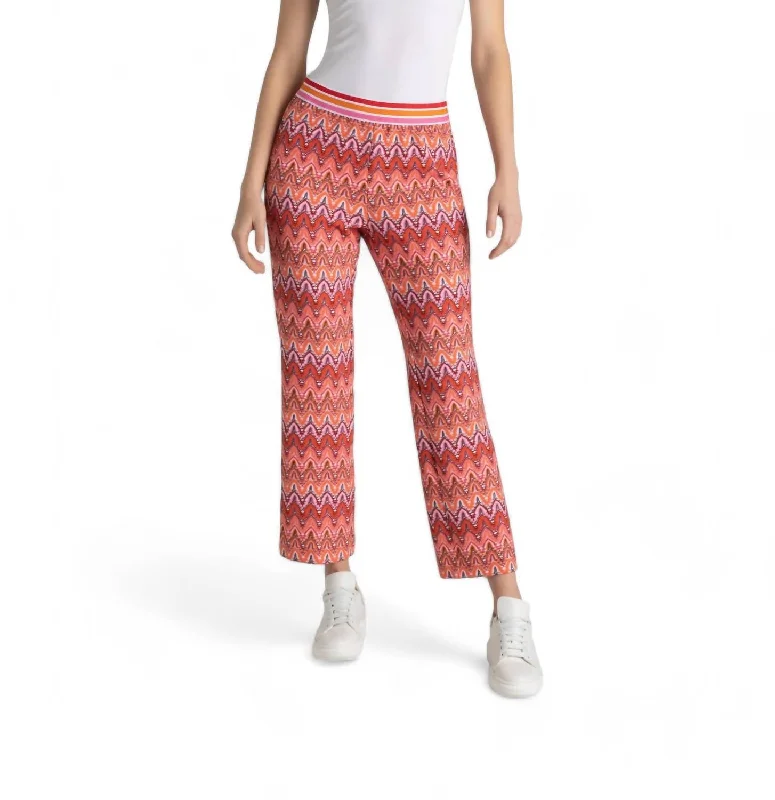 Women’s flare trousers for retro chic -Flare Kick Pant In Pumpkin Orange Jacquard