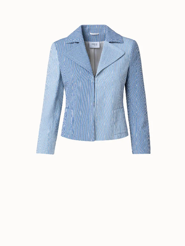 Women’s long sleeve jackets for added warmth -Cotton Stretch Seersucker Jacket