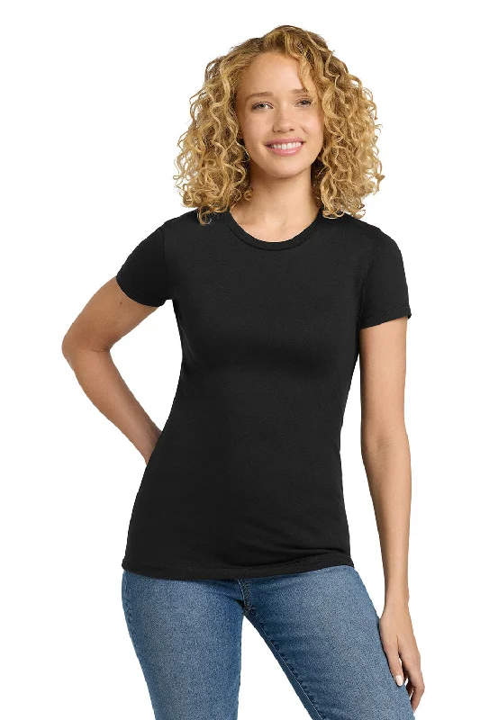 Women’s casual tops for everyday wear -Next Level Womens CVC Jersey Short Sleeve Crewneck T-Shirt - Black