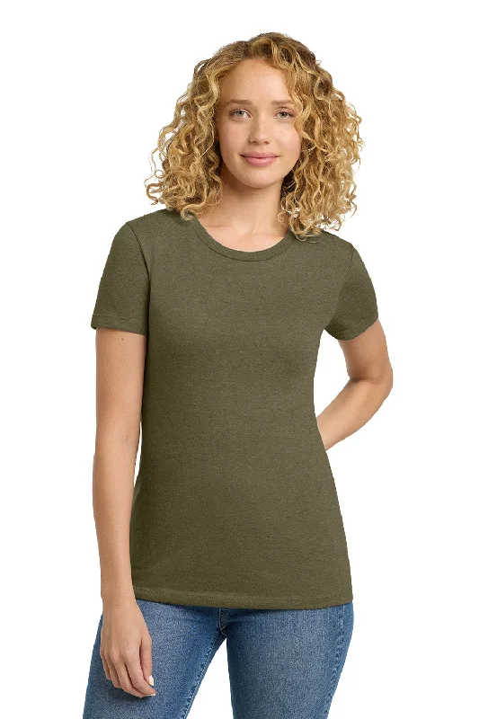 Women’s knitted blouse tops for texture -Next Level Womens CVC Jersey Short Sleeve Crewneck T-Shirt - Military Green