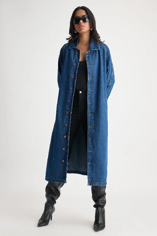 Women’s winter coats for cold weather protection -Bosslady Denim Trench Coat