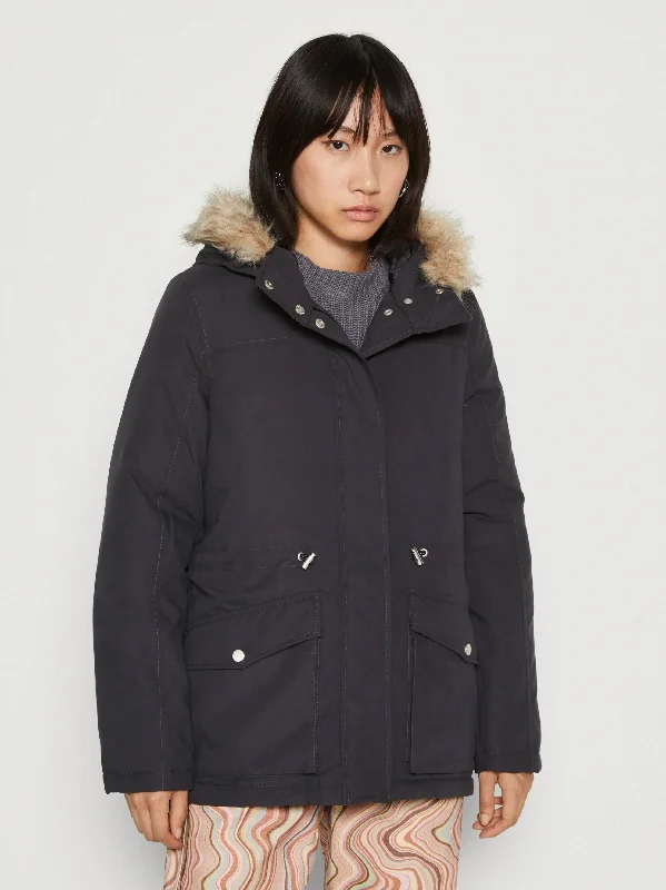 Women’s zip-front jackets for sporty looks -Women's Plain Parka Jacket,Navy