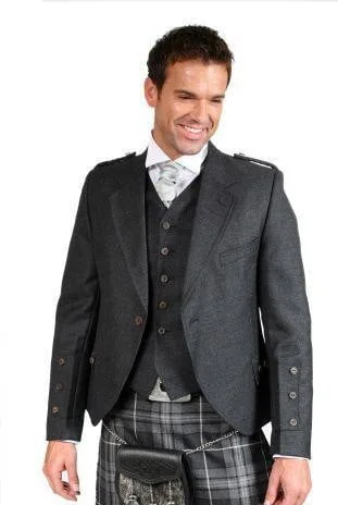 Women’s classic blazers for office fashion -Charcoal Tweed Crail Jacket and 5 Button Waistcoat