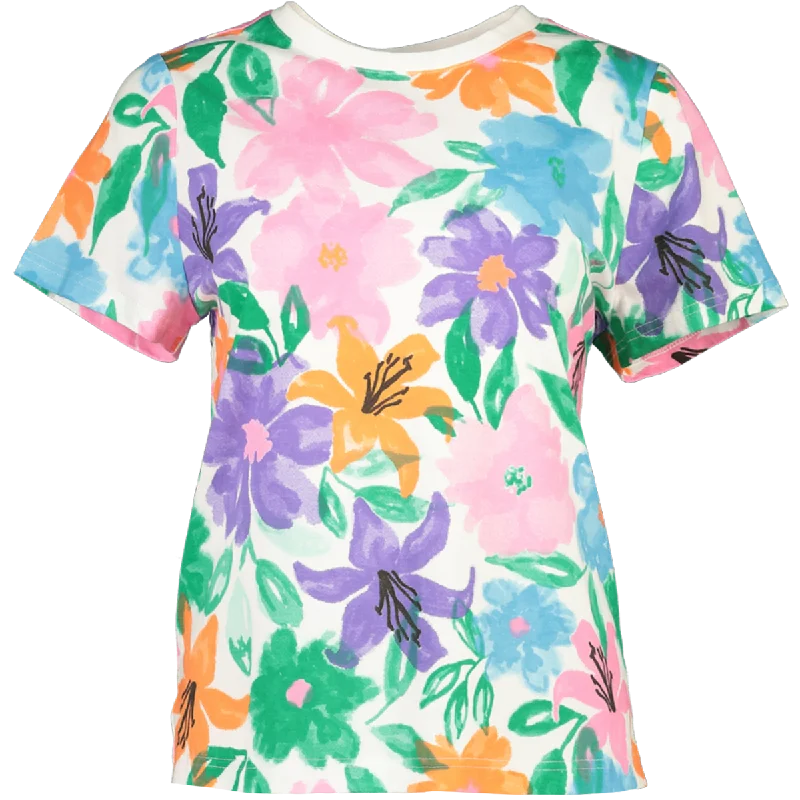 Women’s ruched tops for textured fit -Floral Printed T-Shirt