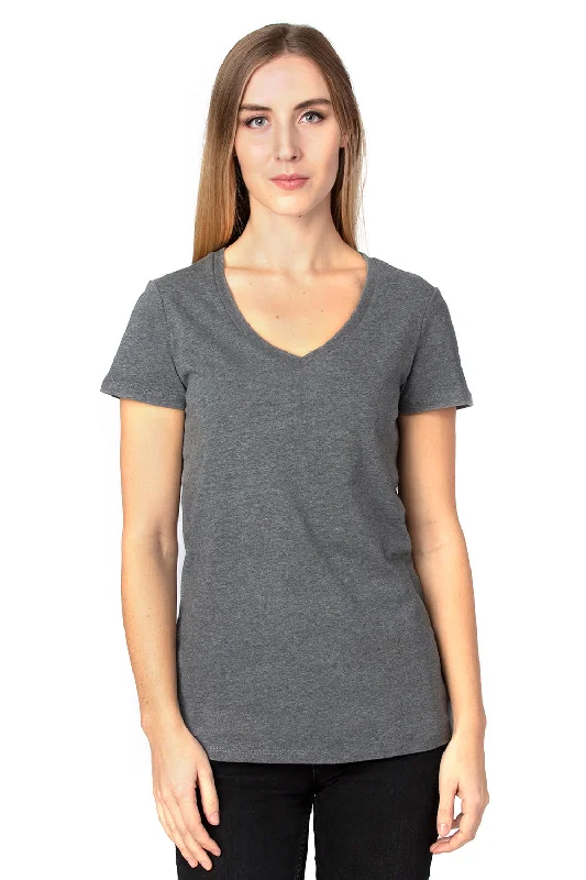 Women’s tunic tops for relaxed style -Threadfast Apparel Womens Ultimate Short Sleeve V-Neck T-Shirt - Heather Charcoal Grey