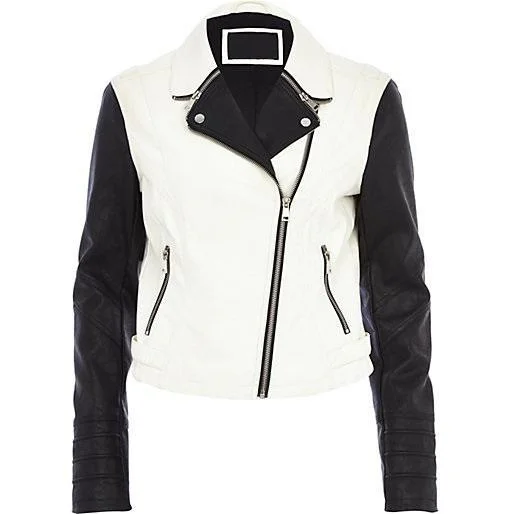 Women’s long sleeve jackets for added warmth -Super White Women Classic Leather Jackets