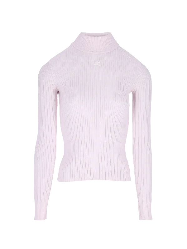 Women’s cropped tops for trendy fashion -ribbed mock-neck sweater